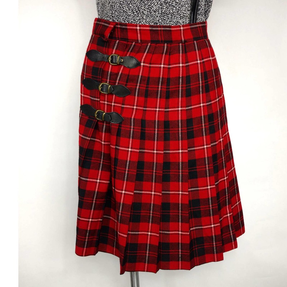 Vtg J. McLaughlin Sanyo vintage wool plaid skirt